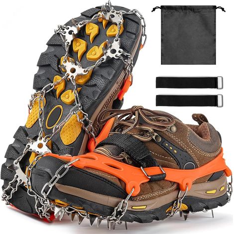 Crampons pour Bottes de randonnée, Crampons antidérapants pour la Neige, la Neige, la Glace, la Traction avec 24 Crampons antidérapants pour la Marche, Le Jogging, l'escalade et la randonnée (1/5)