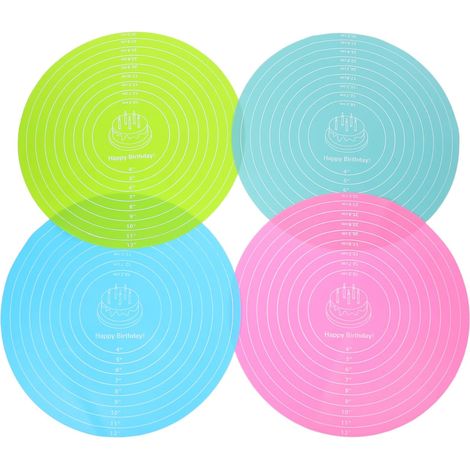 MAGICLULU 4pièces Tapis de Pâtisserie Rond Silicone Antiadhésif pour Four à Pizza Tapis de Cuisson Réutilisable et Résistant Chaleur pour Étaler la Pâte'-'- (1/5)