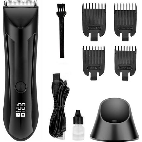 Tondeuse à cheveux électrique pour hommes - Rasoir - Épilateur lavable pour jambes et corps (écran numérique LCD, LED) (1/4)