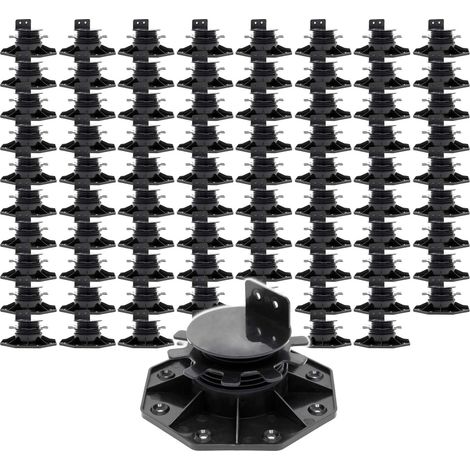 XPOtool Lot de 80x Plots de terrasse – Charge 2700 kg – Hauteur réglable 33-64 mm – en PP – Pieds de support pour Lames Dalles Lambourdes