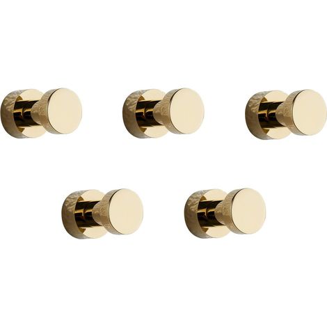 Robuste selbstklebende Wandhaken, goldene Wandhaken, Handtuchhaken für Badezimmer, Küche, Tür, Schrank, Messing – 5 Stück