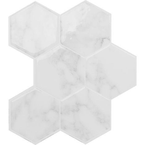 Selbstklebende Wandfliesen x4, 24,28x26,95cm - Smart Tiles Hexa Yule Klebefliesen 3D Fliesenaufkleber für Bad & Küche