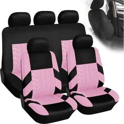 Housse de Siège Voiture - BEIJIYI - 9 pièces - Cuir - Universelle - Rose (1/4)