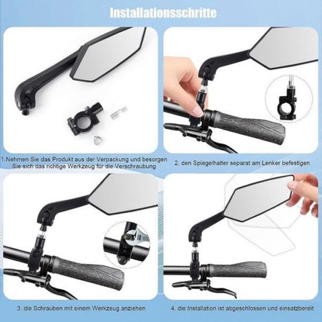 Retroviseur Velos - Verre 11,4 cm - Universel Pour Vélos Scooters Motos - Fixation Tige 22 mm à 31,8 mm - 1 Pièce (1/4)