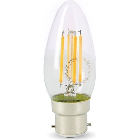 Lampadina LED B22 da 4 W (equivalente a 40 W), filamento, effetto fiamma, bianco caldo 2700 K