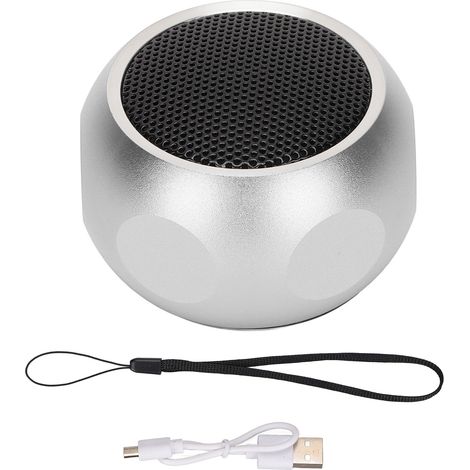 Haut-parleur Bluetooth Mini Portable avec Lanière pour Douche, Vélo, Voiture, Voyage - Argenté (1/5)