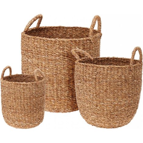 Ceste in vimini naturali da esterno set da 3