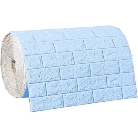 Panneau mural décoratif rétro souple 3D en PVC, imitation brique, bleu clair (70 cm × 1 m) (1/5)