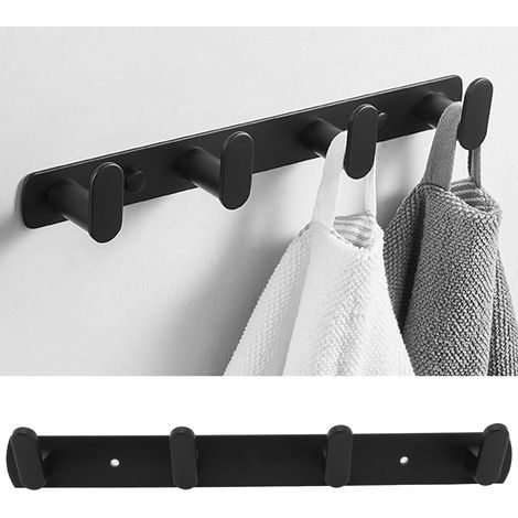 Simple Space Wandhaken aus Aluminium, 4 schwarze Haken, für Küche, Bad und Ankleidezimmer (1/5)