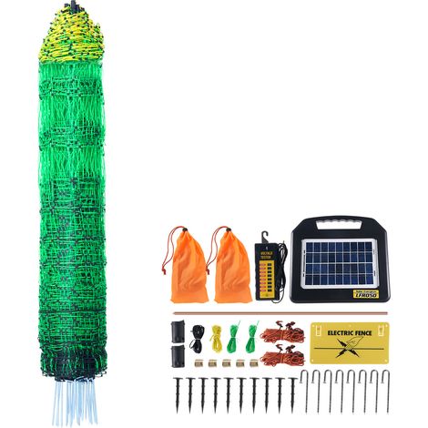 VEVOR Kit de red para cerca electrica, cerca de red de PE de 4x100 pies con cargador solar/postes/estacas de doble punta, malla utilitaria portátil para pollos, patos, gansos, conejos, patios, granjas