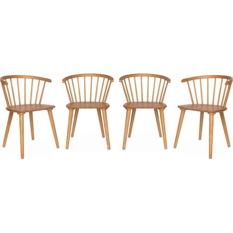 Lot de 4 chaises naturelles à barreaux en bois et contreplaqué. Paula. L 51 x P 53 x H 75cm (1/5)