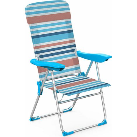 Silla Plegable 5 Posiciones Aluminio con Cojín Rayas - MARBUENO SUMMER (1/2)