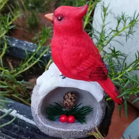 Handgefertigte rote Vogelfigur, künstliche rote Optik (1/5)