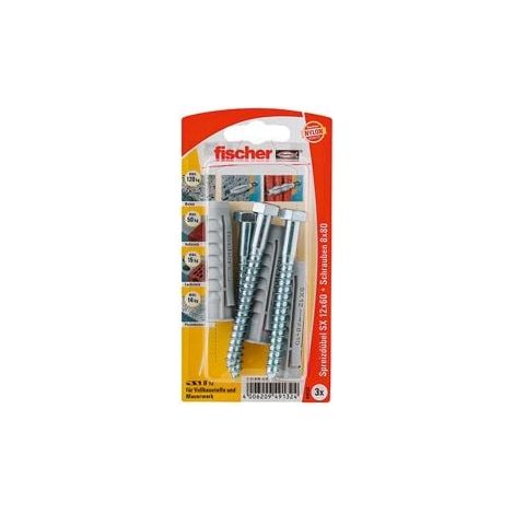 Fischer 3x tassello SX 12x60 S con vite - 49132 Uscita