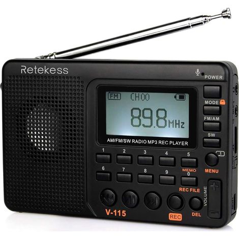 Radio numérique portable V115, AM/FM personnelle, support de carte TF avec enregistreur, lecteur MP3. (1/5)