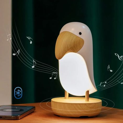 Veilleuse LED Toucan avec fonction Bluetooth, rechargeable par USB, veilleuse pour la maison et la chambre, intensité variable - Blanc (1/5)