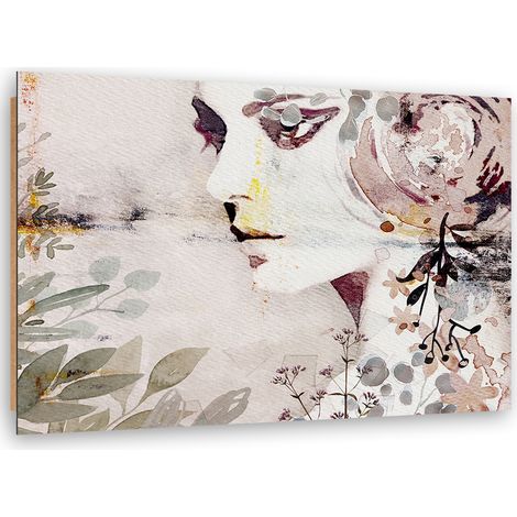 Quadro deco panel, Un volto astratto di una donna con fiori - 120x80 (1/5)