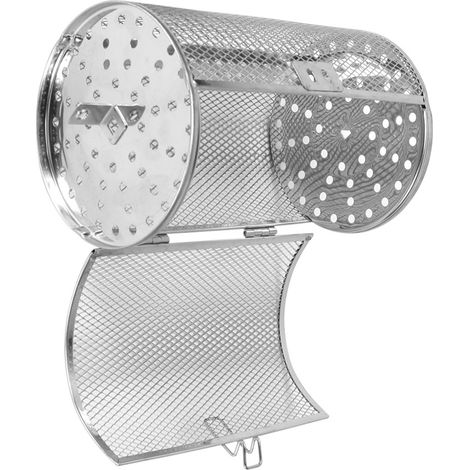 Panier rotatif en acier inoxydable 12x18cm pour grill, four et BBQ - Idéal pour noix, cacahuètes et légumes rôtis (1/5)