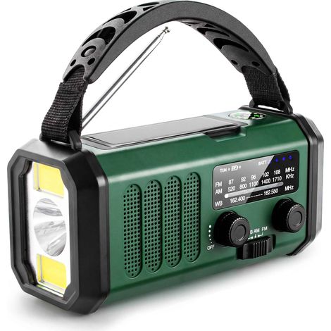 Radio de secours dynamo solaire 10000mAh avec lampe LED et SOS (1/5)