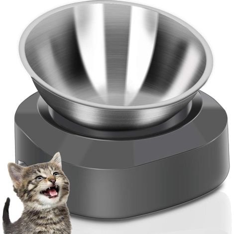 Erhöhter Katzennapf, Edelstahl, Katzennapf mit rutschfestem Ständer, orthopädischer Wassernapf für Katzen (1/5)