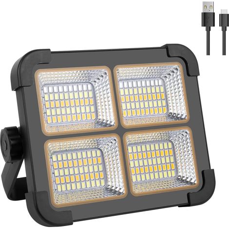 Projecteur LED rechargeable magnétique solaire 80 W 6000 lm USB (1/5)