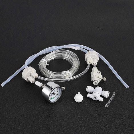 Kit de système CO2 pour aquarium planté (1 pièce) blanc à monter soi-même, comprenant tube, valve, manomètre et bouchon. (1/3)