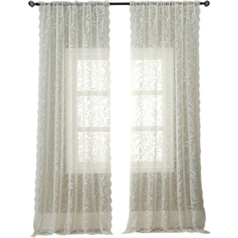 LOLLANDA 1 Rideau translucide à un panneau , Ourlet Scallopé, Poche Tringle, Filtrant Lumière, Rideau Transparent pour Salon Chambre, 130x260CM (1/5)