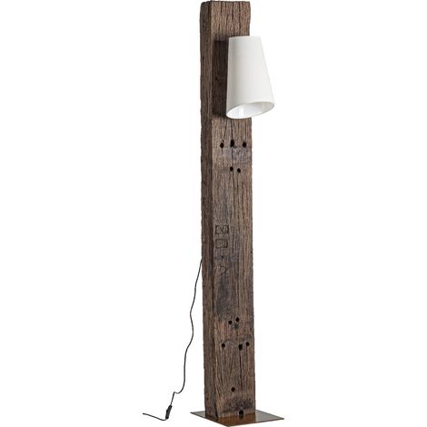 Piantana cocoon ottone-bianco in legno di teak riciclato h 200 (1/3)