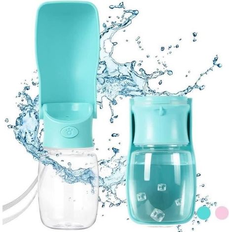 Tragbare Hunde-Trinkflasche mit Futterspender, 350 ml, lebensmittelecht, antibakteriell, für unterwegs (1/4)