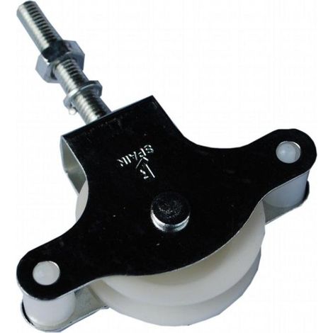 FPLUS polea rod.plast.c/tuerca de 40 , Polea tendedero plastico con tornillo M-6x40 mm.