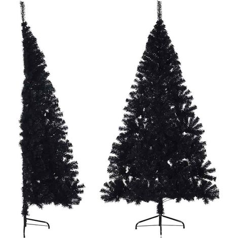 vidaXL Artificial Half Christmas Tree with Stand Black 240 cm PVC (1/5)