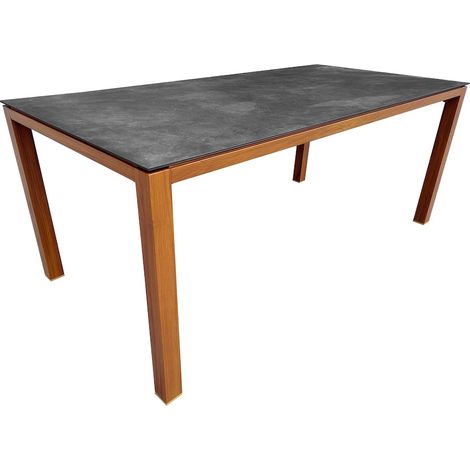 PROLOISIRS Table fixe - CHANEO - Aluminium époxy chêne Heat - Plateau plein céramique graphite 6 mm - 180 x 90 cm