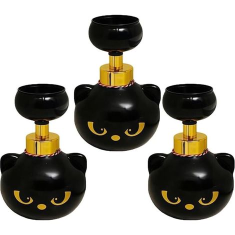 Bardusch-Distributeur de savon mousse en forme de patte de chat, rechargeable en ABS noir floral, idéal amoureux des chats (1/5)