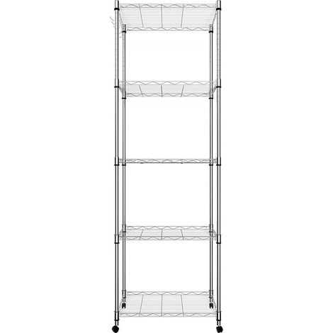 Himimi Scaffale a 5 Ripiani in Filo Metallico su Ruote, Mobile da Cucina, Espositore Regolabile in Altezza per Cucina Domestica L23,2 x W13,8 x H72inch, Cromato (1/4)