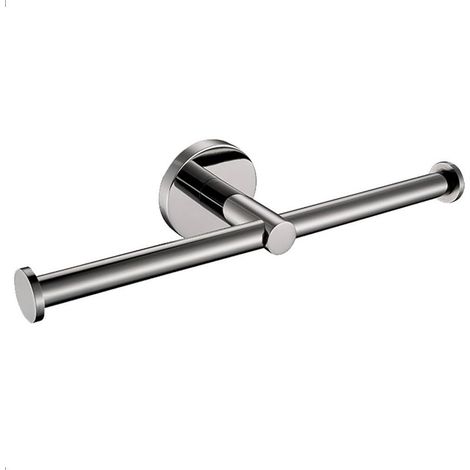 Doppelter Toilettenpapierhalter, Chrom, Toilettenpapierrollenhalter, Wandmontage, moderner silberner Toilettenpapierhalter, 2-in-1, Edelstahl für Badezimmer (1/5)
