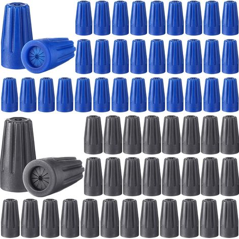 FLITI Pack of 150 Waterproof Outdoor Electrical Connectors 22 AWG-12 AWG (2.4 x 1.2 cm, 2.4 x 1.3 cm, blue, grey) (1/4)