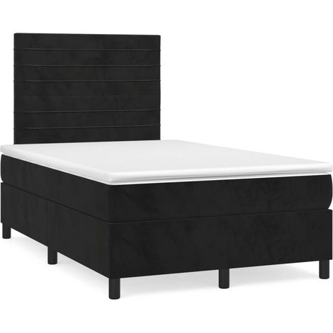 Cama box spring con colchón terciopelo negro 120x190 cm