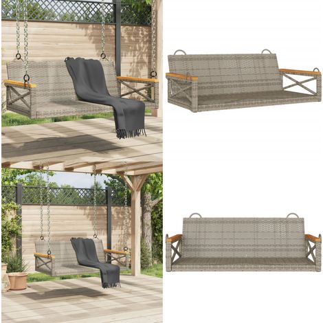 Hängebank Grau 109x62x40 cm Poly Rattan - Gartenschaukel - Outdoor Möbel - Gartenbank - Lounge Chair - Relaxsessel - Home & Living (1/5)