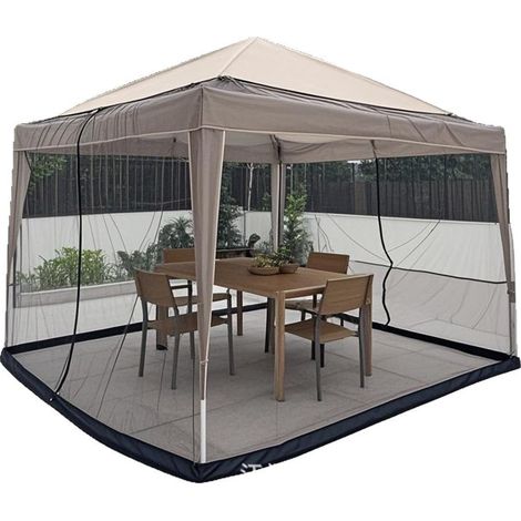 Moustiquaire de Parasol, 3x3M Toile de Tonnelle Moustiquaire Exterieur avec 2 zippé Noir (1/5)
