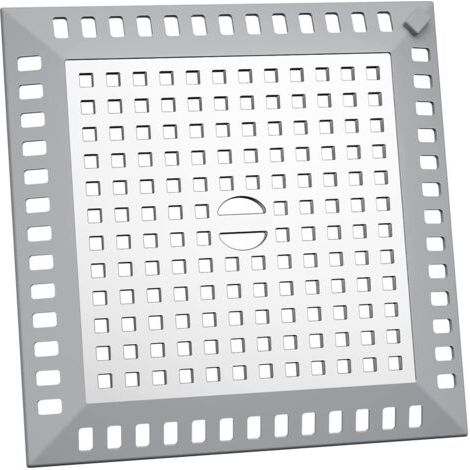 Square drain strainer, shower hair catcher, 12.5 x 12.5 cm, silver-colored stainless steel drain cover, kitchen sink strainer for bathroom and kitchen