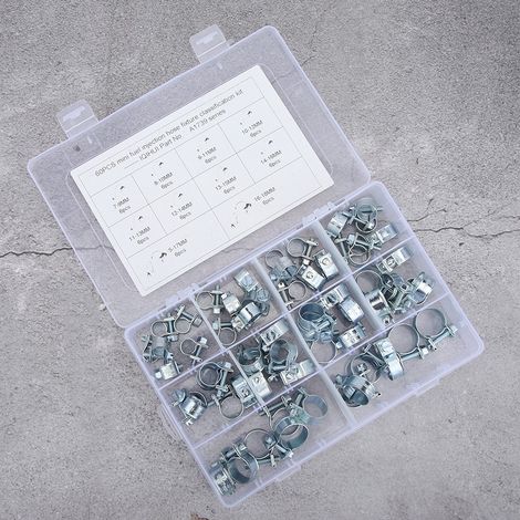 60 Stück Mini-Schlauchschellen aus verzinktem Stahl für Kraftstoffleitungen und Autozubehör
