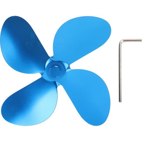 Pale de ventilateur de poêle 4 pales en alliage d'aluminium, pièce de rechange pour accessoires de ventilateur de cheminée, bleu (1/5)
