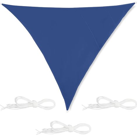 Toldo triangular, impermeable, resistente a los rayos UV, con vientos, para patio o balcón, 4x4x4 m, azul (1/5)