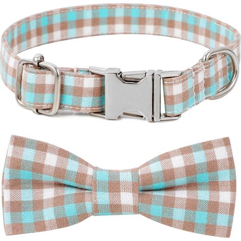 Collier Pour Chien En Coton À Nœud Papillon Motif Écossais Avec Anneau En Métal Pour Petit Chien Et Chat 2 0x40cm (1/5)
