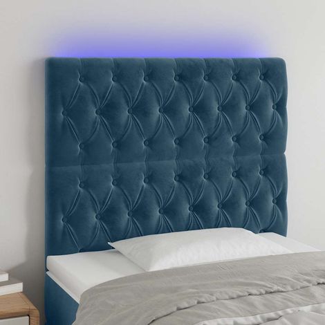 vidaXL Cabecero con luces LED terciopelo azul oscuro 100x7x118/128 cm (1/5)