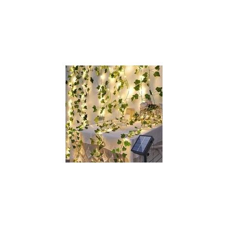 100 LEDs, 12 m lange wasserdichte Solar-Lichterkette, künstlicher Efeu mit 8 Modi, warmweißes Licht, für die Dekoration von Garten und Terrasse (1/5)