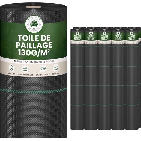 Toile de Paillage 500m2 - 10 rouleaux 50x1m - Epaisseur 130g/m² (1/5)