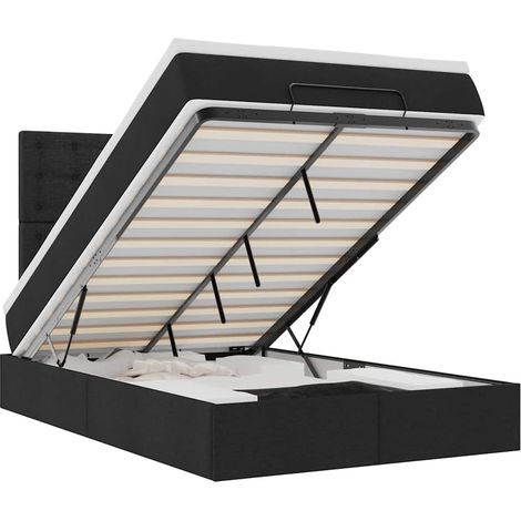 Maison Exclusive - Ottoman-Bett mit Matratze & LEDs Schwarz 120x2