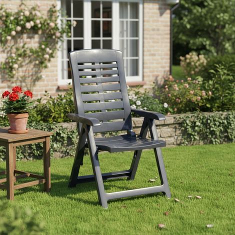 Silla de Exterior Halsell, una Silla, Respaldo Reclinable Made in Italy, Multiposición, Negro Antracita (1/3)