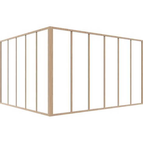 Vetrata angolare L180 x L150 x H105 in Alluminio termolaccato Naturale chiaro stile Atelier - BAYVIEW